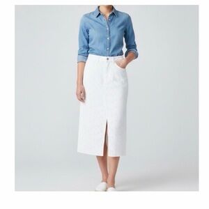 Guess Emerson Denim Eyelet Skirt In White NWT